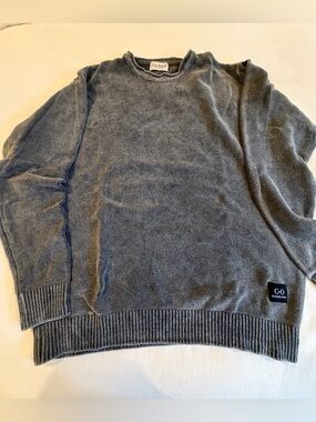 Men's Gray Crewneck Velour texture Sweater